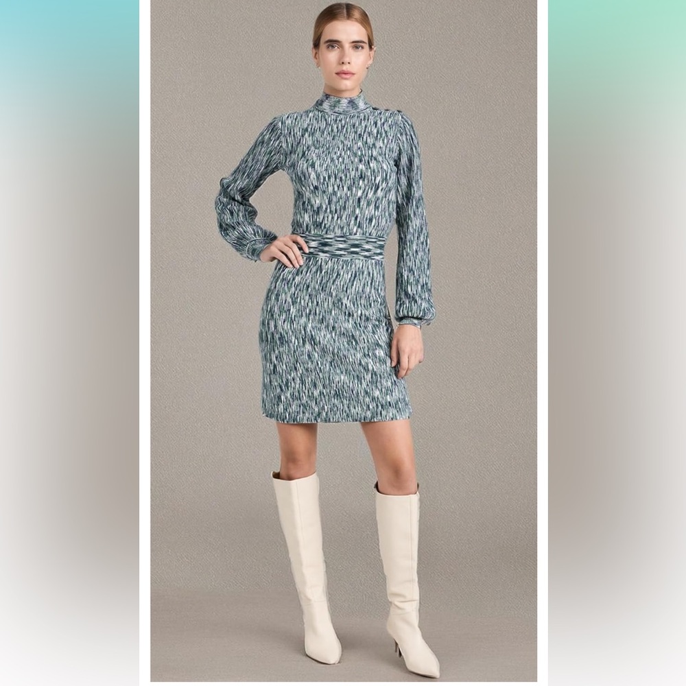 Shoshanna Molly Space Dye Knit Mini dress Sage multi
